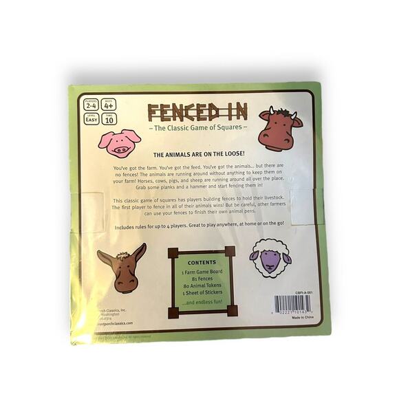 Fenced In The Classic Game of Squares The Animals Are On The Loose Ages 4 And Up - Picture 2 of 4
